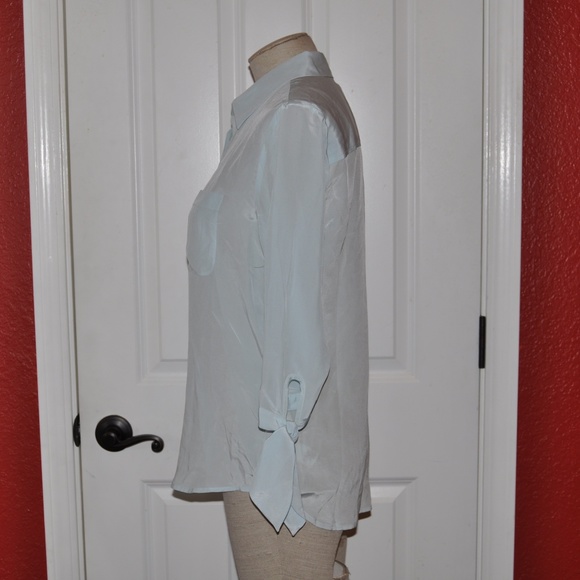 JUICY COUTURE Blue Vapor Silk Tie Sleeve Blouse B1 - Picture 5 of 8